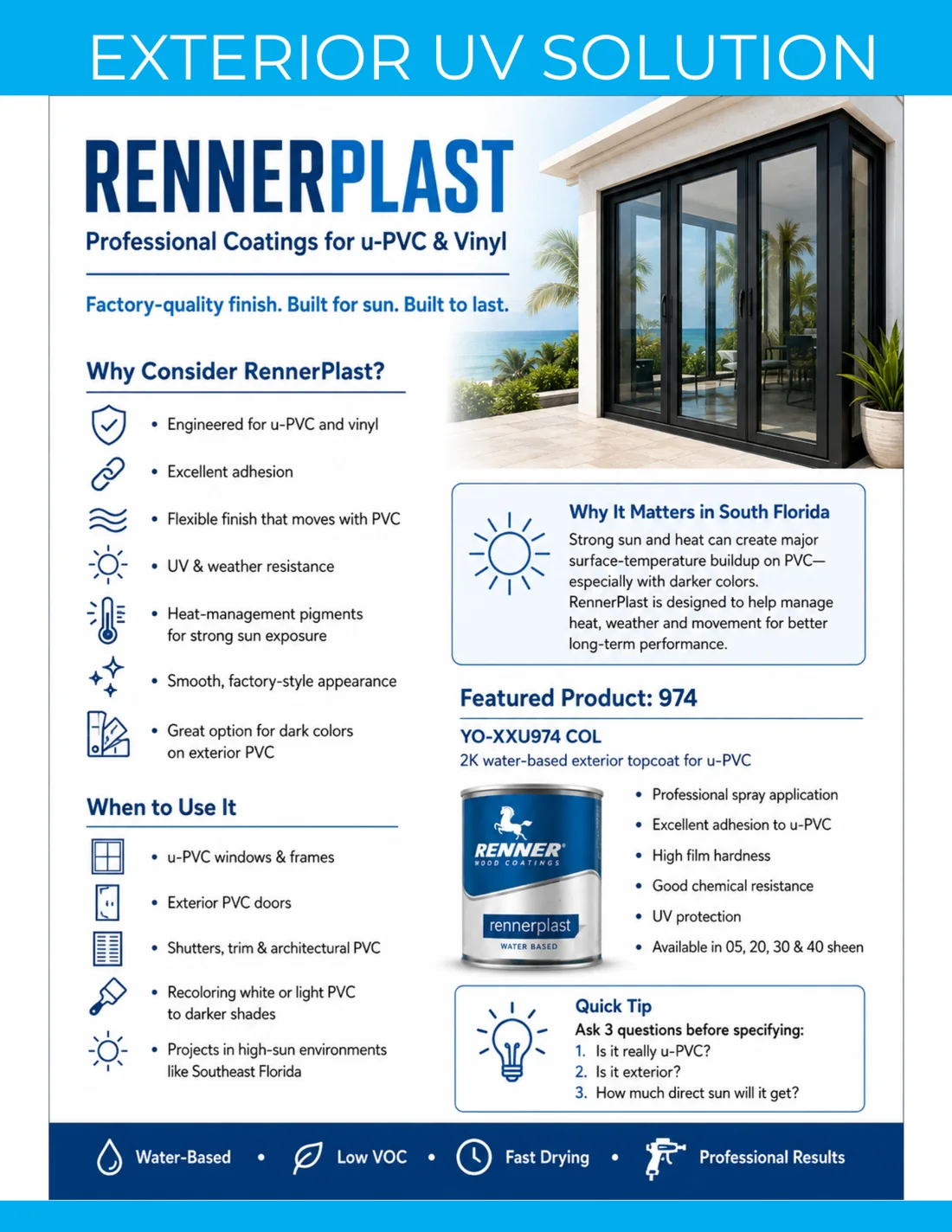 Rennerplast exterior UV coating system page from the Renner catalog