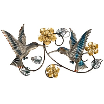 Metal Hummingbirds & Flowers