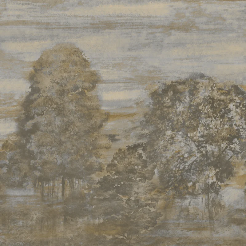 Thibaut Shakespeare Mural - 6 Panel Set — Grey 65% Silk, 35% Lurex on Non Woven wallpaper in Grey