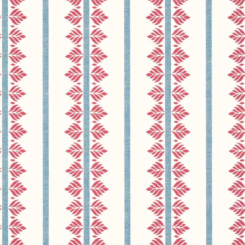 Thibaut Fern Stripe — Red and Blue Non Woven wallpaper in Red and Blue