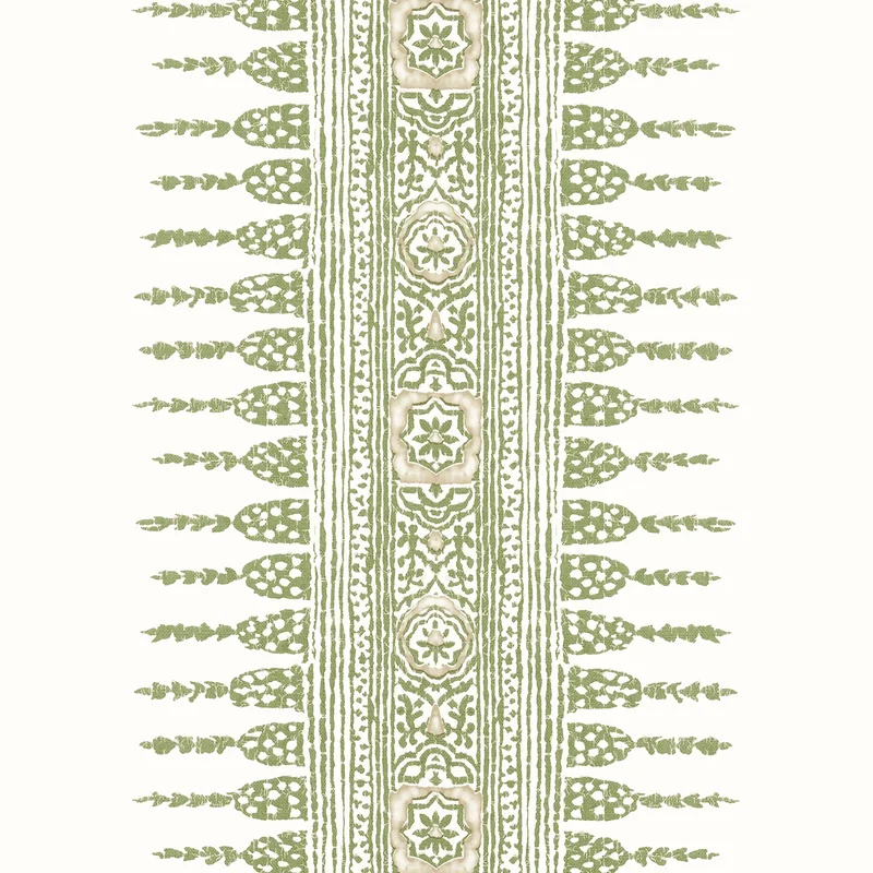 Thibaut Javanese Stripe — Green and White Wallpaper wallpaper in Green and White