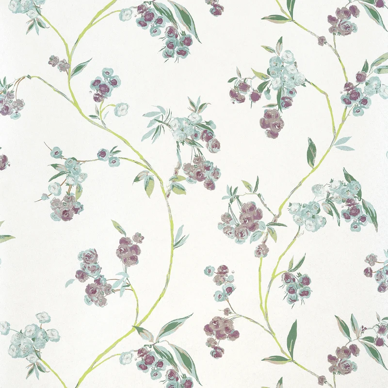 Thibaut Edo Bloom — Lavender on Pearl Non Woven wallpaper in Lavender on Pearl