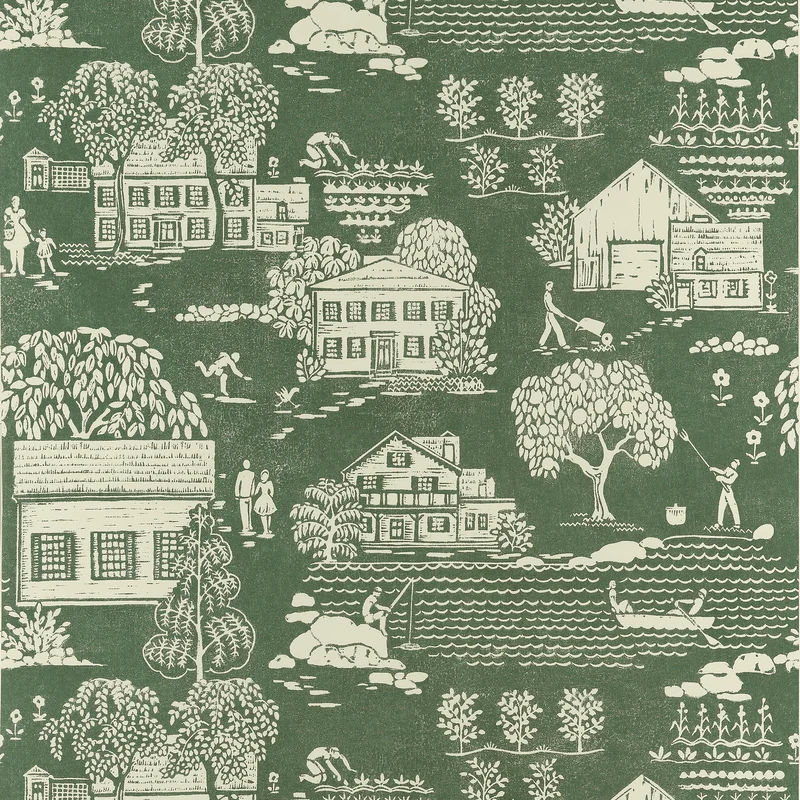 Thibaut Farmingdale — Green Non Woven wallpaper in Green