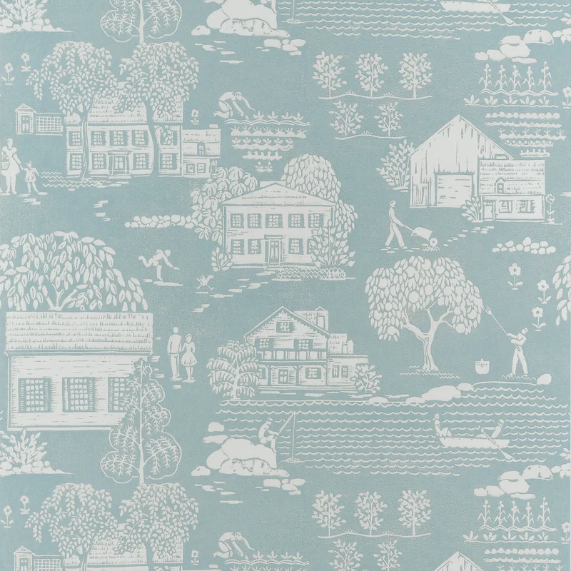 Thibaut Farmingdale — Spa Blue Non Woven wallpaper in Spa Blue