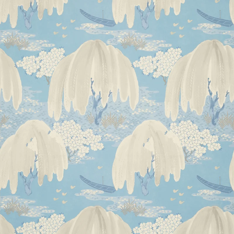 Thibaut Willow Tree — Soft Blue Non Woven wallpaper in Soft Blue