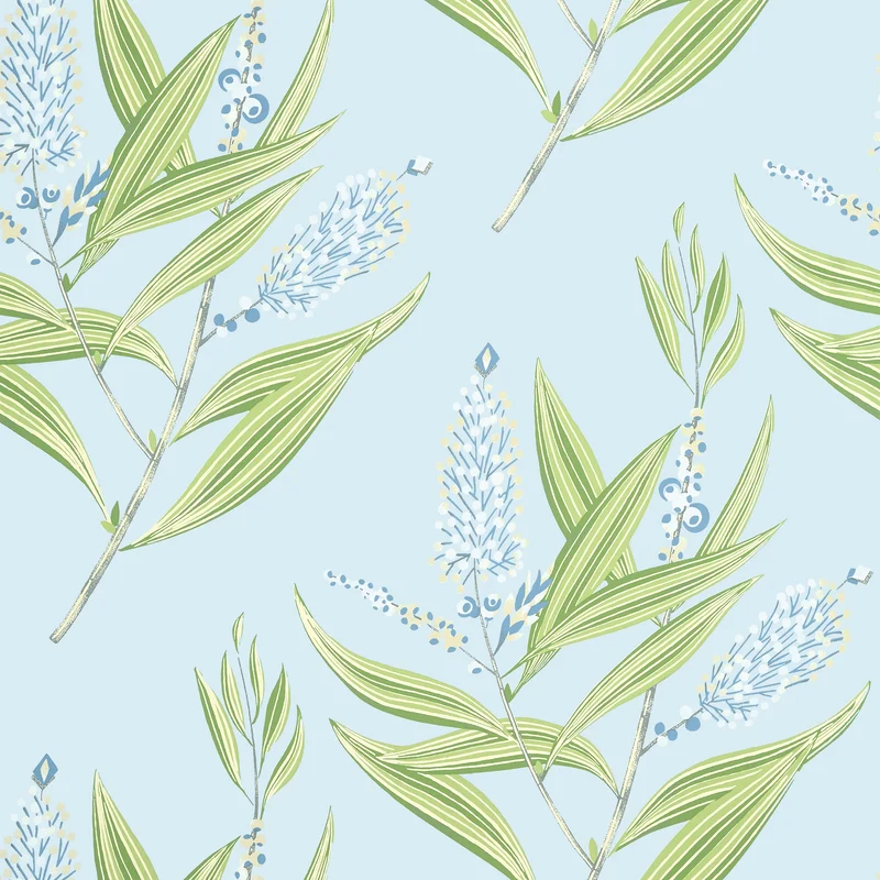 Thibaut Winter Bud — Soft Blue Wallpaper wallpaper in Soft Blue