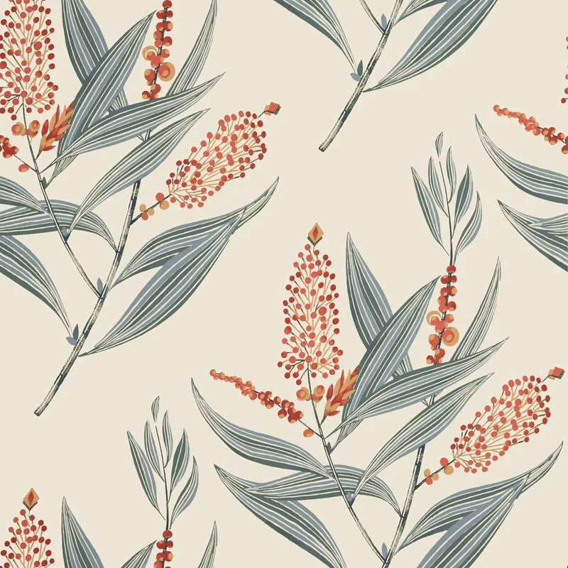 Thibaut Winter Bud — Coral Wallpaper wallpaper in Coral