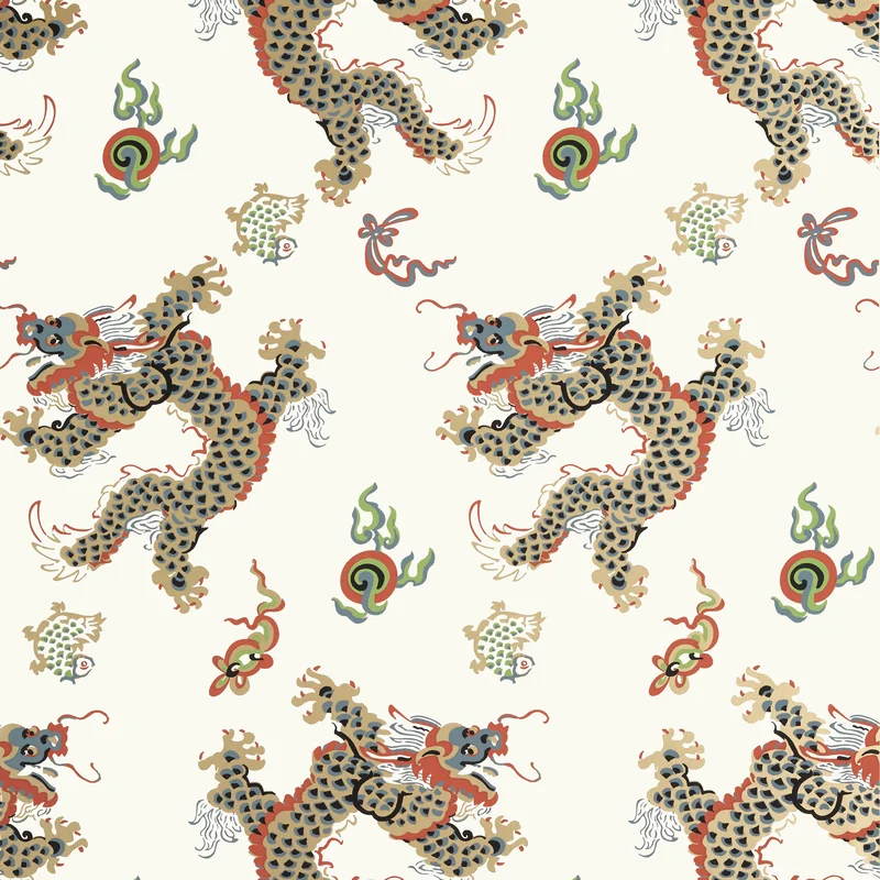 Thibaut Dragon Dance — Metallic Gold on Neutral Wallpaper wallpaper in Metallic Gold on Neutral
