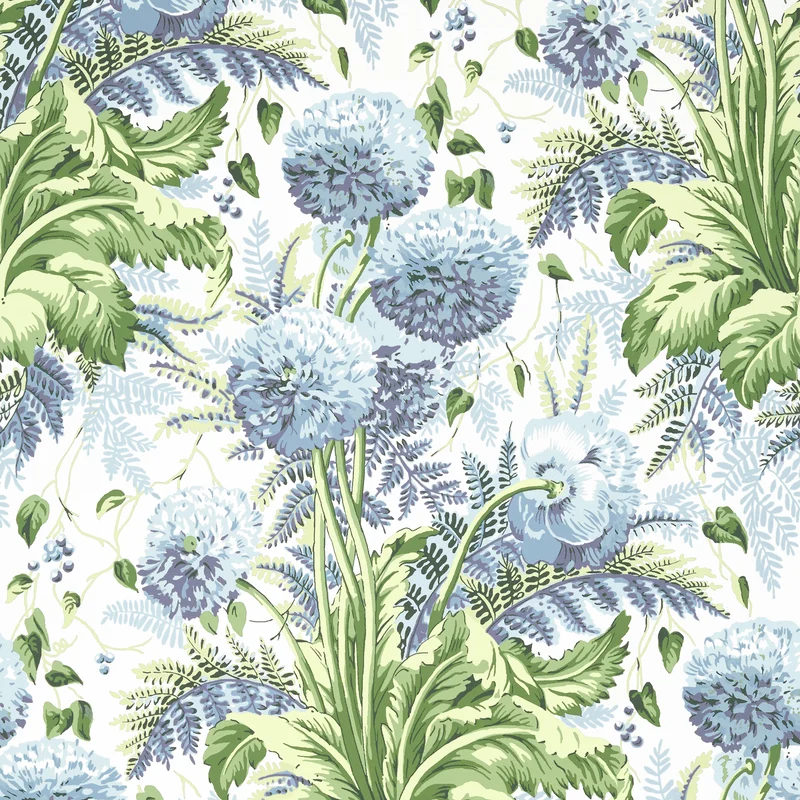 Thibaut Dahlia — Sky on White Non Woven wallpaper in Sky on White
