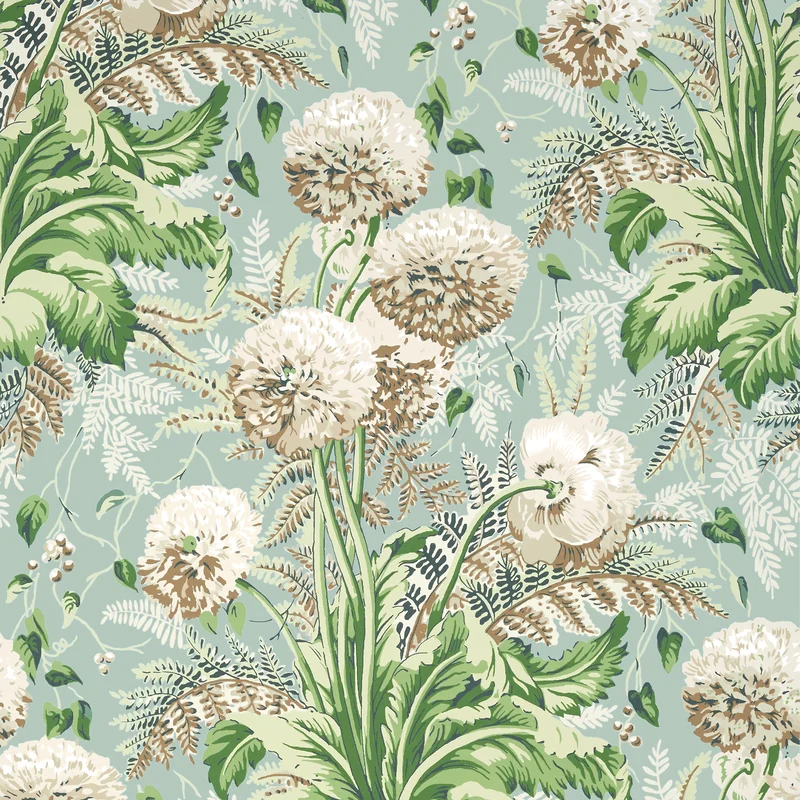 Thibaut Dahlia — Neutral on Robin'S Egg Non Woven wallpaper in Neutral on Robin'S Egg
