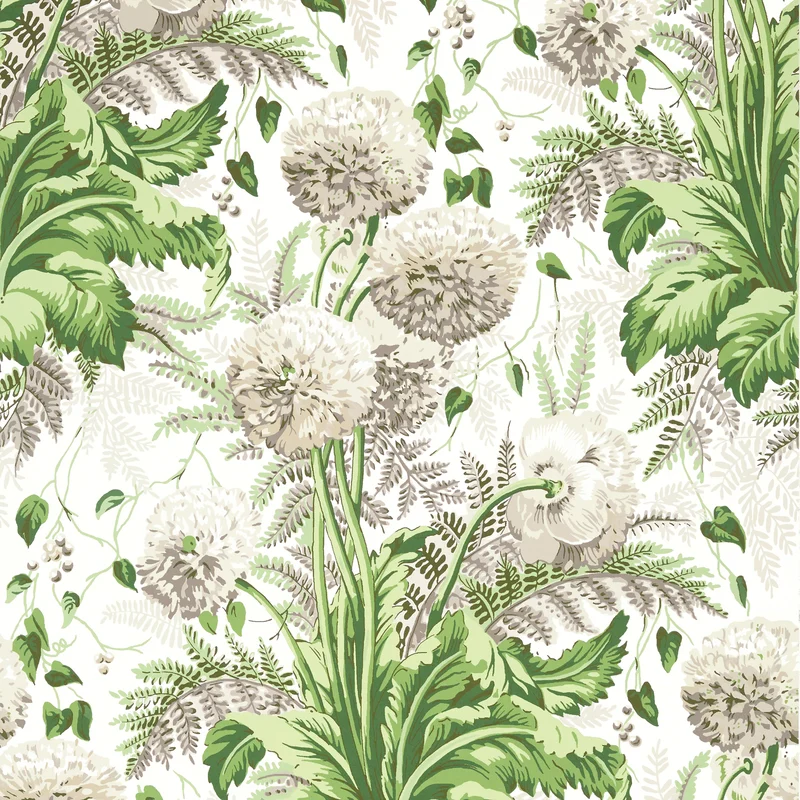 Thibaut Dahlia — Spring on White Non Woven wallpaper in Spring on White