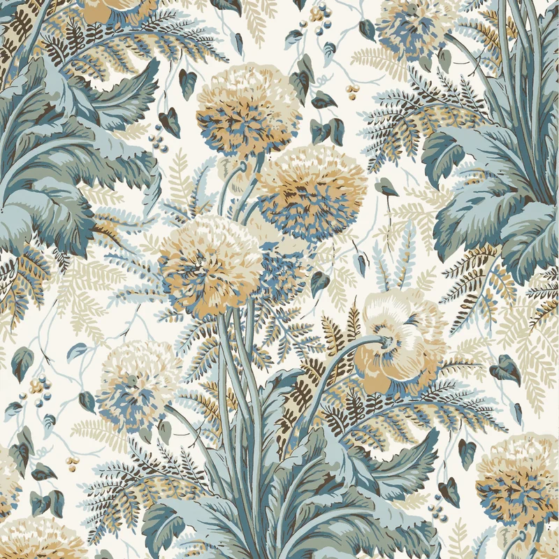 Thibaut Dahlia — Soft Gold on Cream Non Woven wallpaper in Soft Gold on Cream