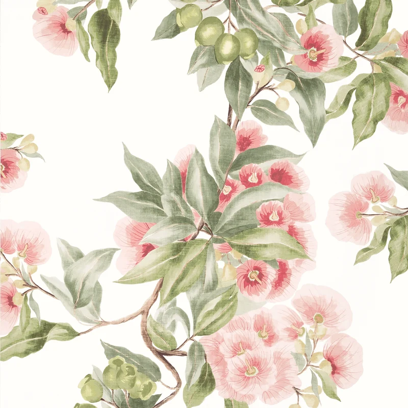 Thibaut Camellia Garden — Coral Non Woven wallpaper in Coral