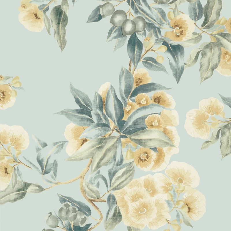 Thibaut Camellia Garden — Soft Gold Non Woven wallpaper in Soft Gold