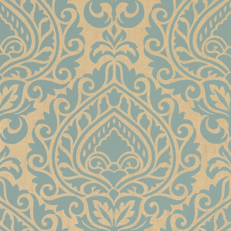 Thibaut Annette — Aqua on Metallic Champagne Wallpaper wallpaper in Aqua on Metallic Champagne
