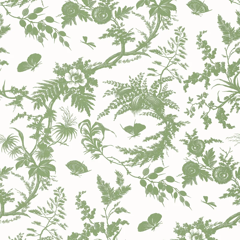 Thibaut Newlands Toile — Green Non Woven wallpaper in Green