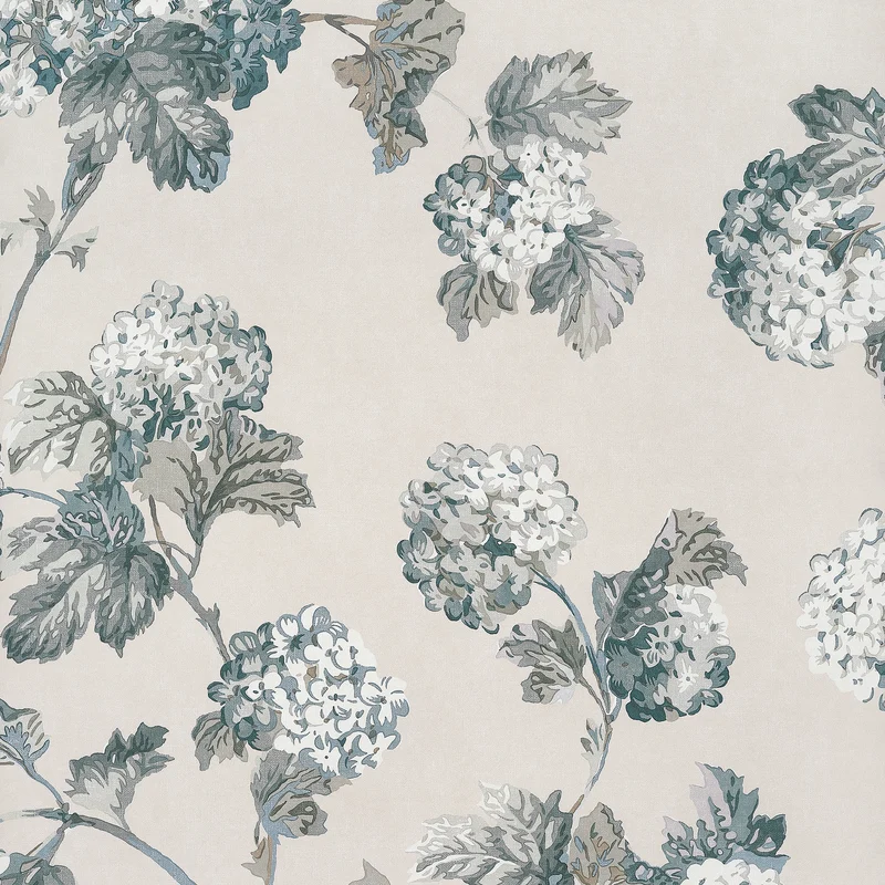 Thibaut Sussex Hydrangea — Slate and Linen Non Woven wallpaper in Slate and Linen