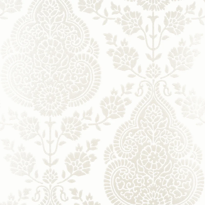 Thibaut Balmuccia Damask — Pearl Non Woven wallpaper in Pearl
