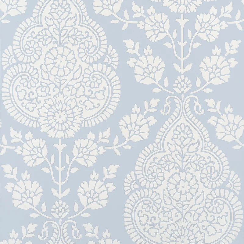 Thibaut Balmuccia Damask — Soft Blue Non Woven wallpaper in Soft Blue