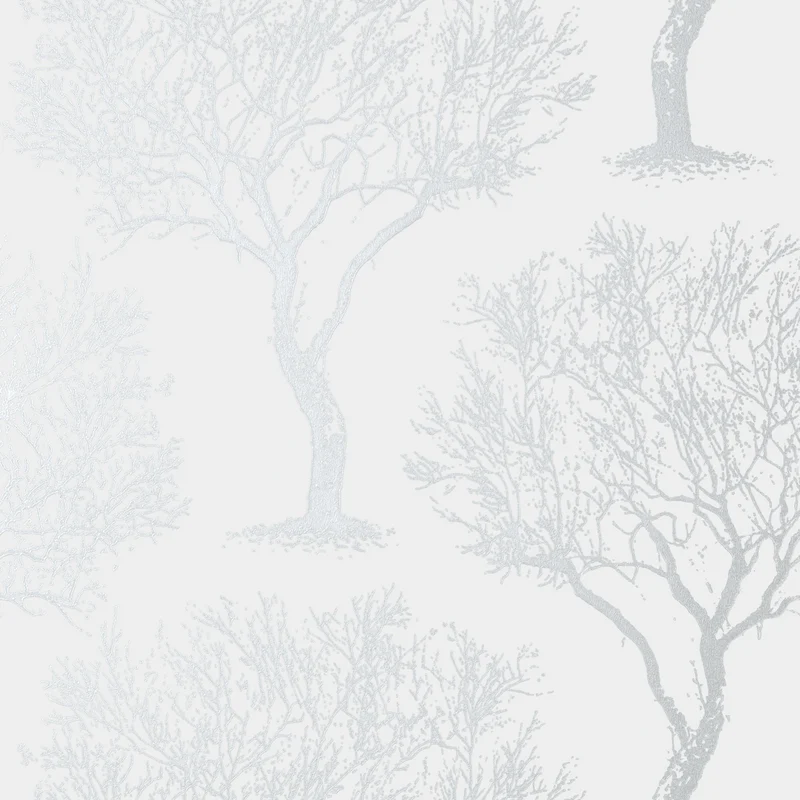 Thibaut Winfell Forest — Silver on Grey Non Woven Wallpaper wallpaper in Silver on Grey