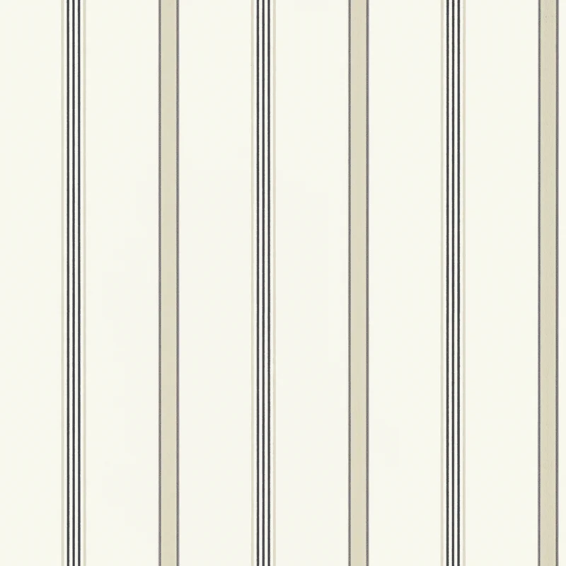 Thibaut Dawson Stripe — Charcoal and Linen Non Woven wallpaper in Charcoal and Linen