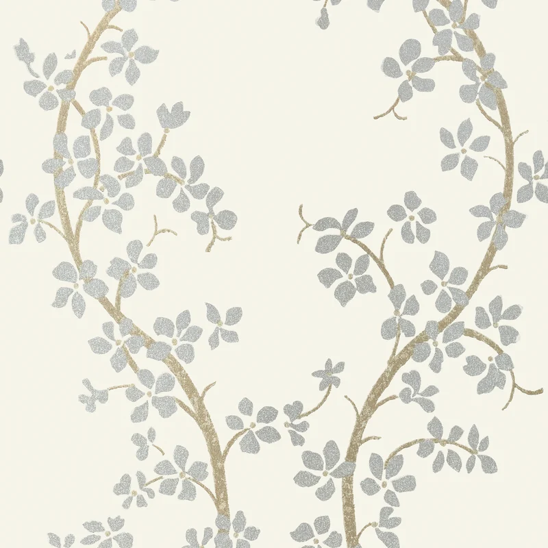 Thibaut St. Albans Grove — Silver on Cream Non Woven wallpaper in Silver on Cream