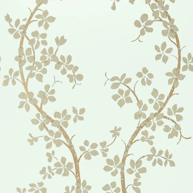 Thibaut St. Albans Grove — Metallic Pewter on Aqua Non Woven wallpaper in Metallic Pewter on Aqua