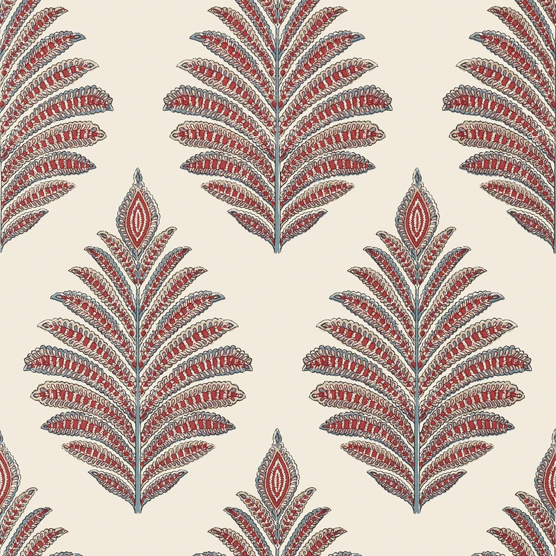 Thibaut Palampore Leaf — Red and Blue Non Woven wallpaper in Red and Blue