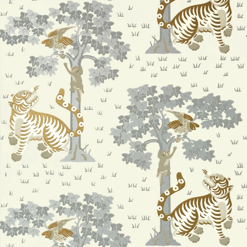 Thibaut Kahna — Metallic Gold and Silver Non Woven wallpaper in Metallic Gold and Silver