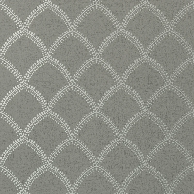 Thibaut Burmese — Metallic Silver on Charcoal wallpaper