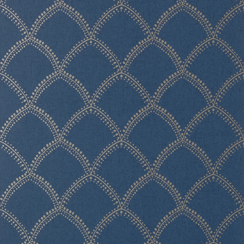 Thibaut Burmese — Metallic on Navy Non Woven Wallpaper wallpaper in Metallic on Navy