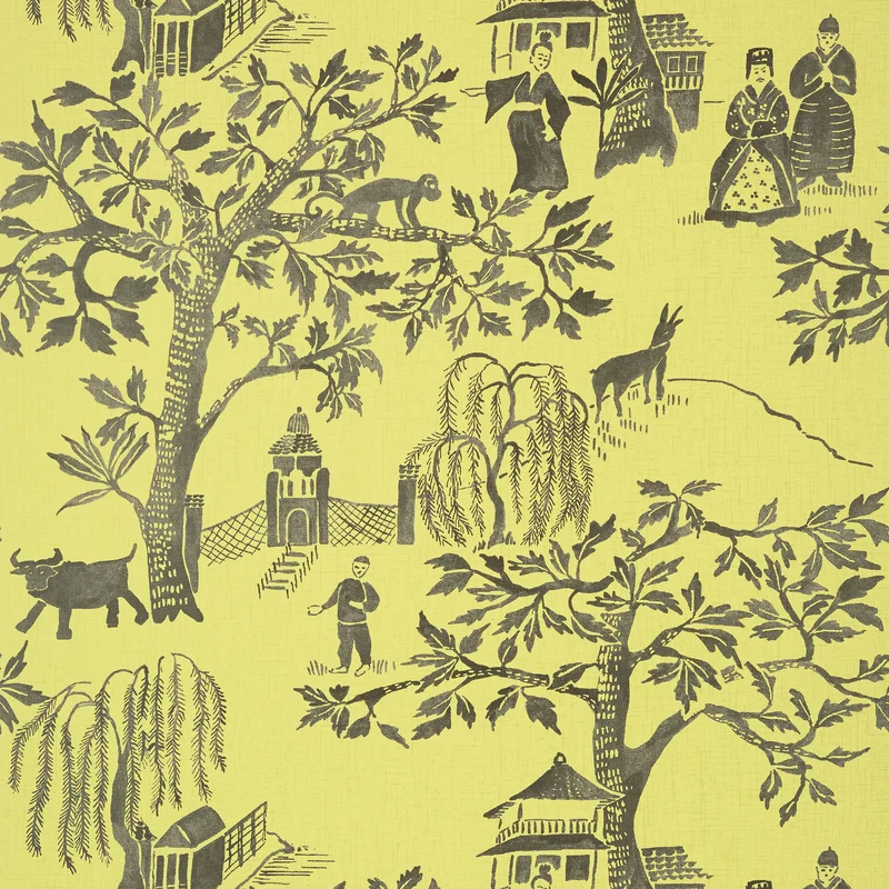 Thibaut Willow Wood — Citron Non Woven Wallpaper wallpaper in Citron