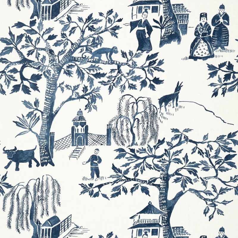 Thibaut Willow Wood — Navy Non Woven Wallpaper wallpaper in Navy