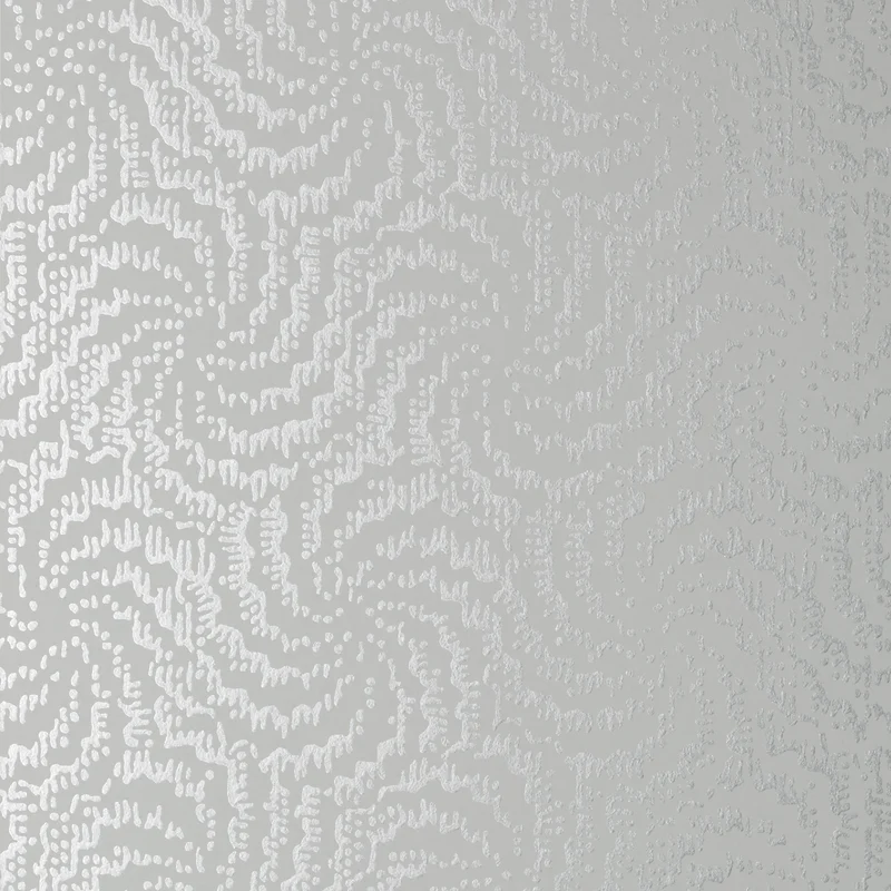 Thibaut Cirrus — Metallic Silver on Grey wallpaper
