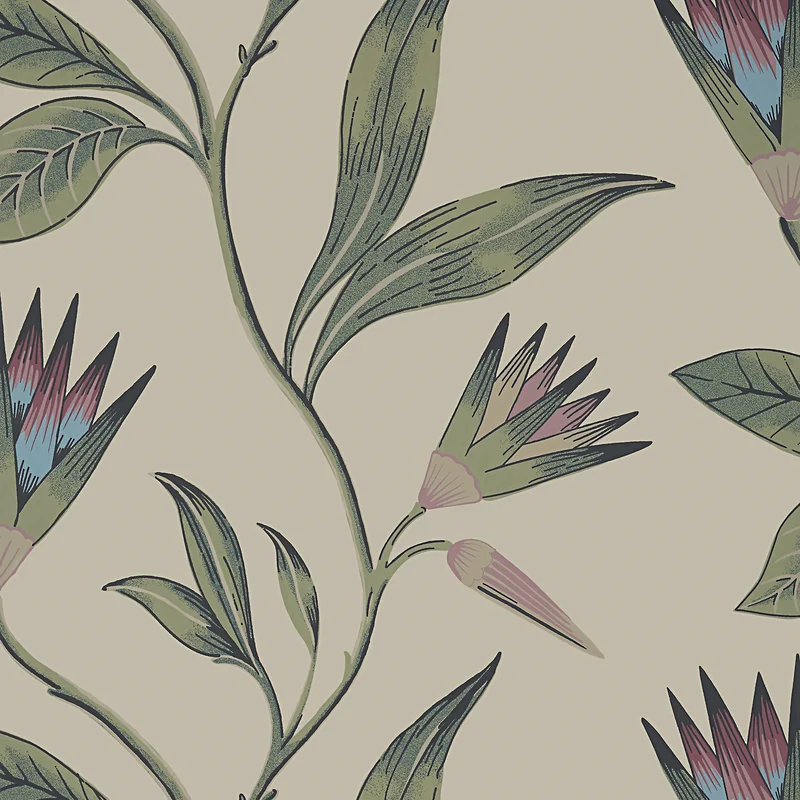 Thibaut Cleo Vine — Plum and Blue Non Woven wallpaper in Plum and Blue