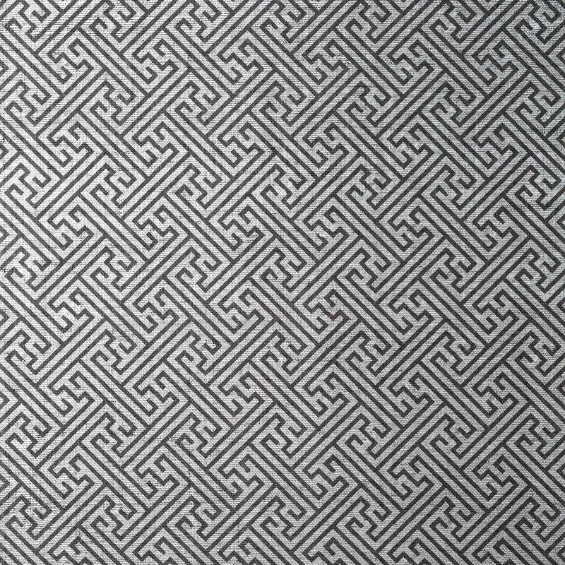 Thibaut Charlotte Raffia — Black and Metallic Silver wallpaper