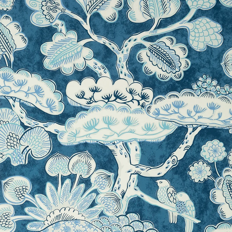 Thibaut Tree House — Navy Non Woven wallpaper in Navy