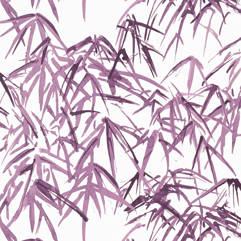 Thibaut Kyoto Leaves — Eggplant Non Woven Wallpaper wallpaper in Eggplant