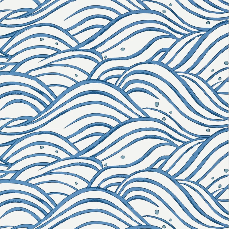 Thibaut Waves — Blue Non Woven wallpaper in Blue