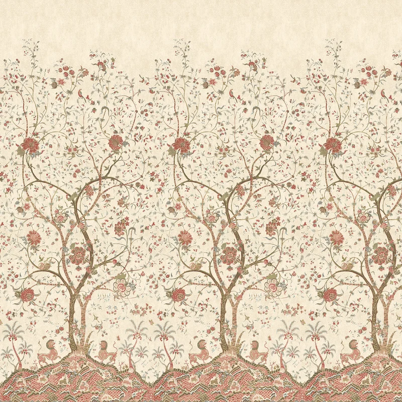 Thibaut La Bourdonnais Mural — Red Mural - W 137 L x 366 H cm (1 panel set) wallpaper in Red