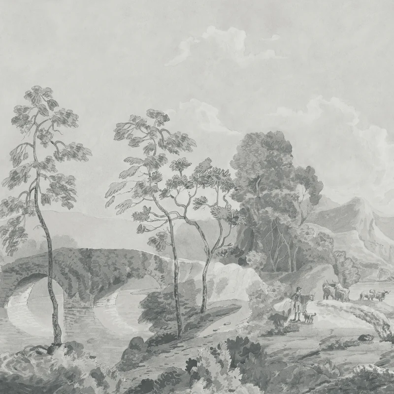 Thibaut Savery Mural — Grey 9 Panel Mural, Non Woven wallpaper in Grey