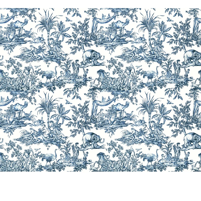 Thibaut Antilles Toile — Navy Non Woven wallpaper in Navy