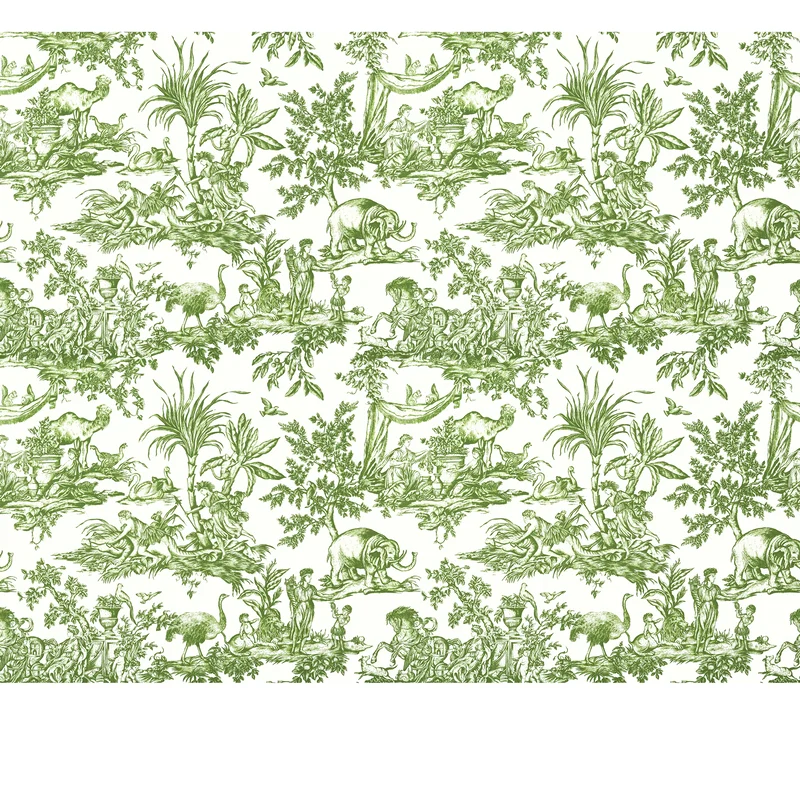 Thibaut Antilles Toile — Green Non Woven wallpaper in Green
