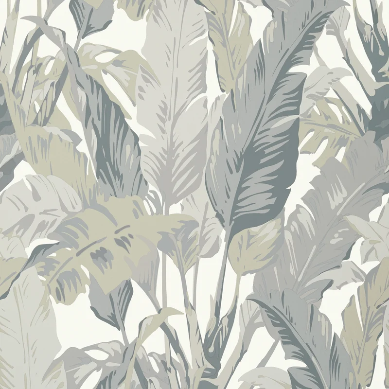 Thibaut Travelers Palm — Grey Non Woven wallpaper in Grey