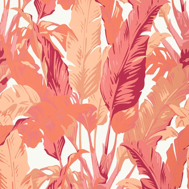 Thibaut Travelers Palm — Pink and Coral Non Woven wallpaper in Pink and Coral