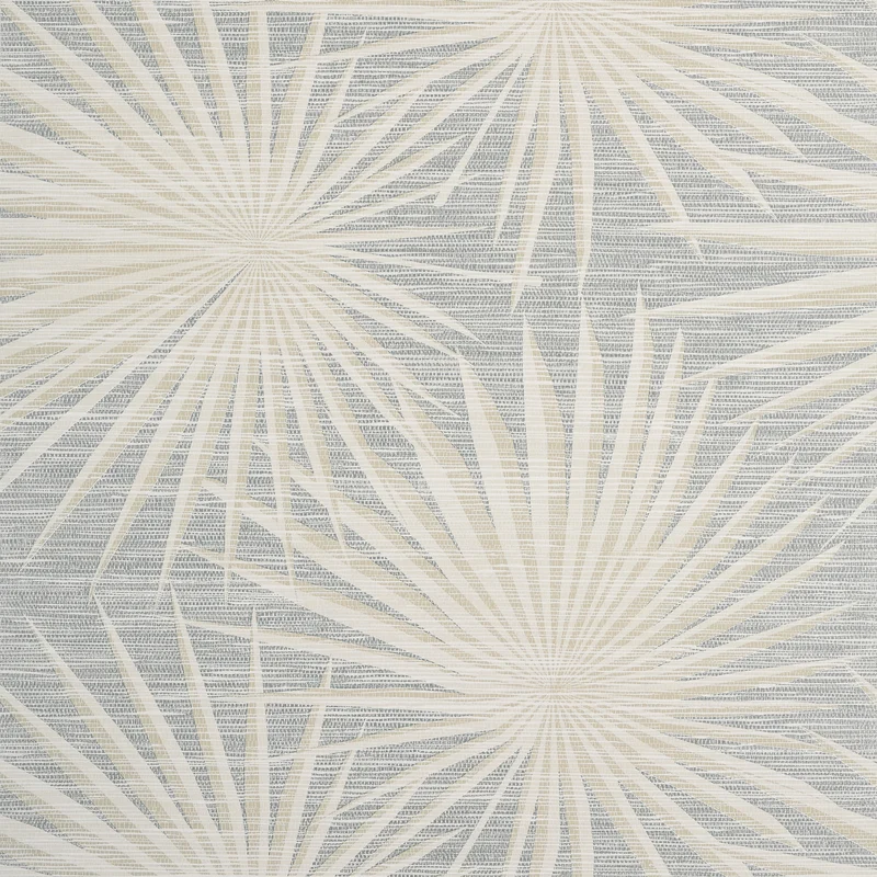 Thibaut Palm Frond — Metallic Silver on Beige Embossed Vinyl on Non Woven wallpaper in Metallic Silver on Beige