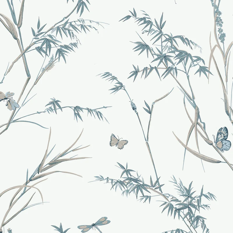Thibaut Virginia — Cream and Aqua Non Woven wallpaper in Cream and Aqua