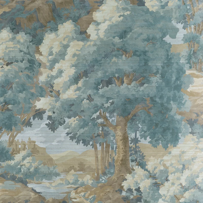 Thibaut Woodland Clearing — Spa Blue Sisal on Non Woven wallpaper in Spa Blue