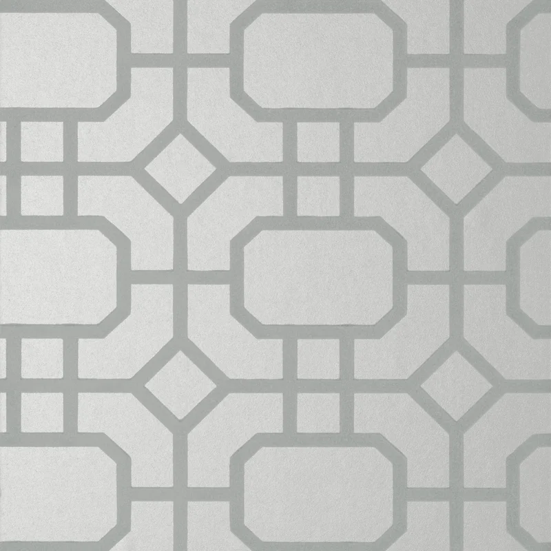 Thibaut Portier Flock — Grey on Silver Flock on Non-Woven wallpaper in Grey on Silver