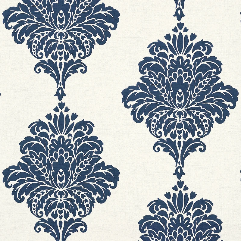 Thibaut Arturo Damask — Navy Wallpaper wallpaper in Navy